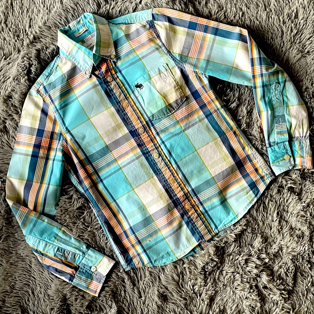 boys abercrombie plaid long sleeve size M